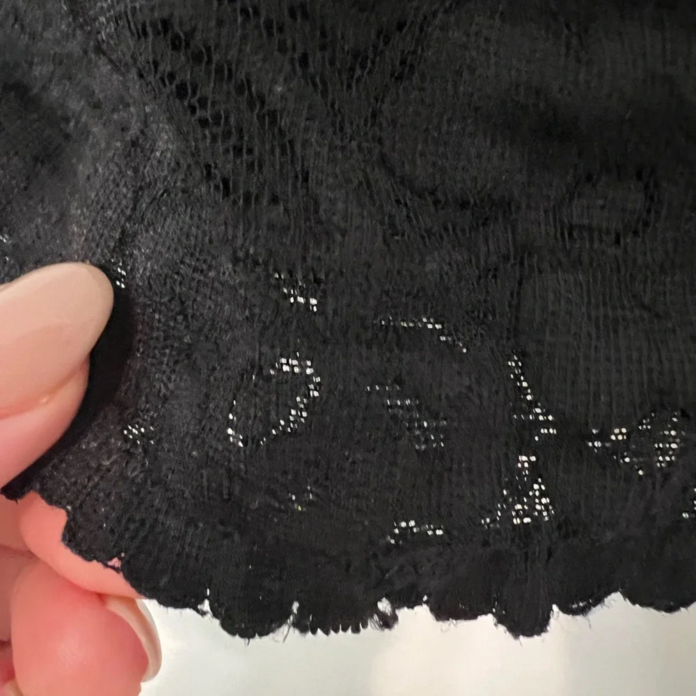 Free People Women's Galloon Lace Racerback - Black Sz Large - Picture 11 of 12